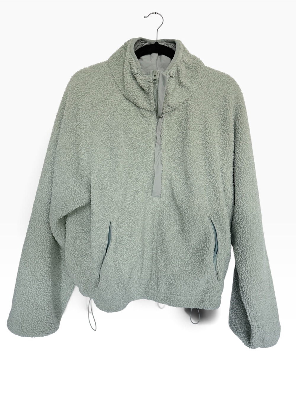 Daily Drills Cozy Quarter Zip Sherpa Fleece Pullover Sage Green XS/S